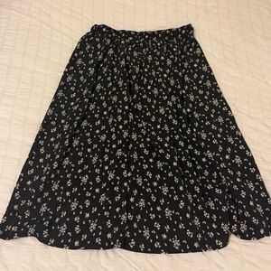 Lightweight Floral Black Skirt with stretchy waistband